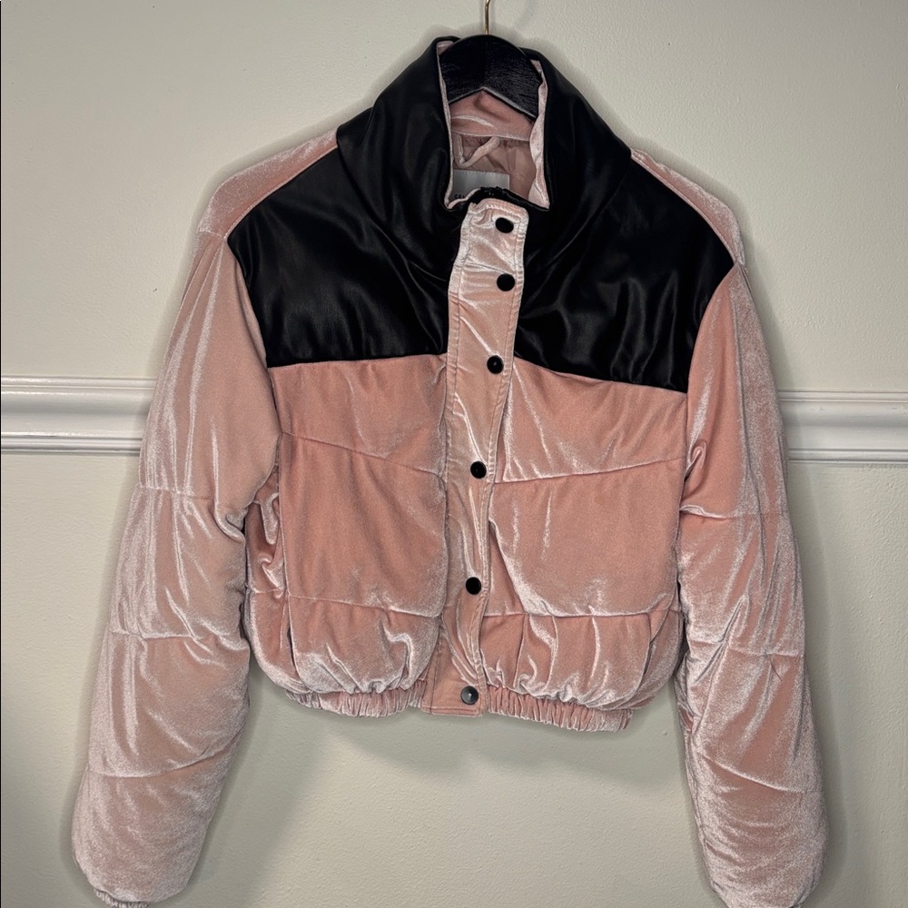 CELEBRITY PINK: pink & black puffy bomber jacket